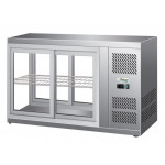 Refrigerated countertop snack display Model G-HAV91 Flat glass and sliding doors on both sides