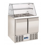 Refrigerated saladette GN1/1 openable stainless steel top Model CRQ90A - 2 self-closing doors Static refrigeration