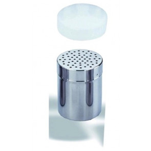 Stainless steel shaker with medium holes and plastic lid Size ø cm. 7x9,6h Model 348-003