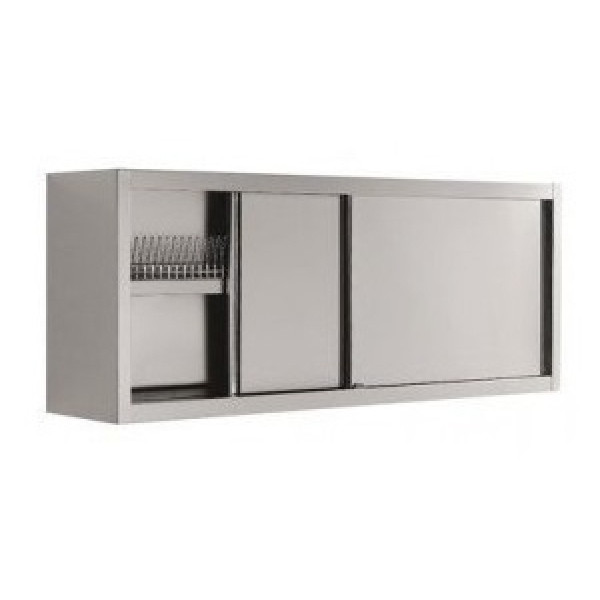 Dish drainer hanging cabinet with sliding doors stainless steel AISI 304 Model PA1RS1046