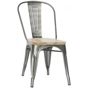 Stackable indoor chair TESR Powder coated metal frame with varnish Wood seat Model 1066-MC001TW