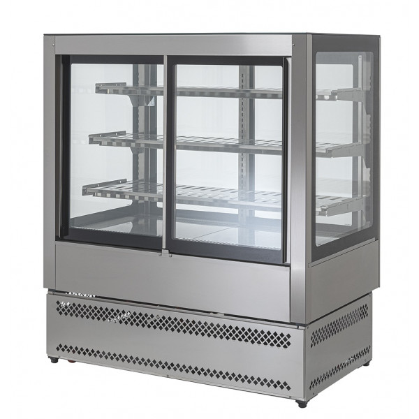 Hot vertical display for bakery and gastronomy with 4 sliding doors Model EVOKL4PORTE180HOT