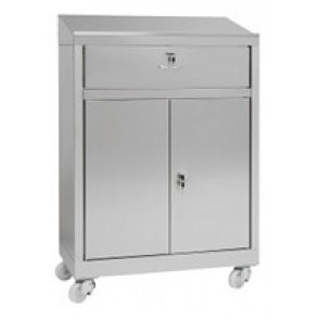 Cabinet made of stainless steel IXP with wheels n. 2 hinged doors and drawer Model 69904430C
