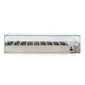 Refrigerated pizza display case stainless steel AISI 201 ForCold Model VRX1800-330-FC 9 x GN1/4