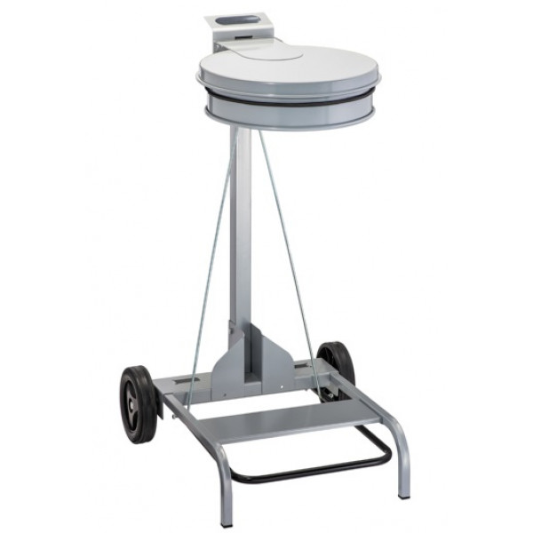 Mobile sack holder metal GREY with lid and pedal MDL For 110 lt bags Model Contimobile 601043