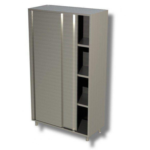 Vertical cabinet made of stainless steel AISI 430 or 304 2 Sliding doors 3 Shelves Model DSA2S11618