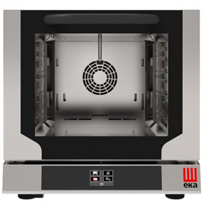 Electric touch screen convection oven with direct steam for gastronomy, bakery and pastry Model EKF423NTUD Capacity 4 trays cm 42,9x 34,5 Power Kw 2,9 Drop down door