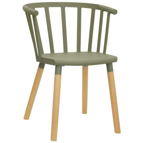 Indoor armchair TESR Powder coated metal frame, wood legs, polypropylene shell Model 1525-D24