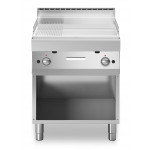 Gas fry top Chromed 2/3 smooth 1/3 striped plate MDLR Open cabinet Model F7070FTGCLRA