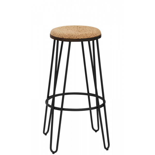 Indoor stool TESR Powder coated metal frame, wood and cork seat Model 1916-CD04