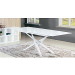 Indoor table TESR Powder coated metal frame, 10 mm tempered glass top and extension Model 1442-A58