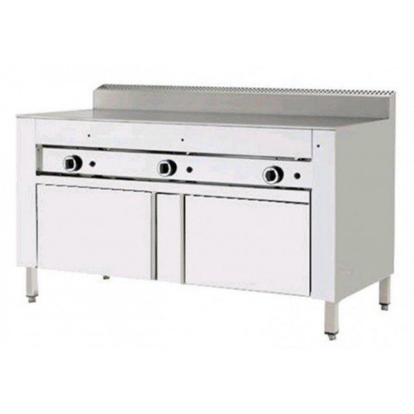 Gas piadina cooker PL Model CP10 Chrome flat on stainless steel compartment with doors Capacity 10 piadine