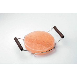 Round salt plate with chromed frame with wooden handles Model PSR20