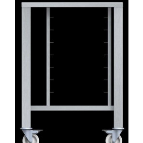Tavolo con Ruote in aisi 430 con supporti universali Modello ETRS411 Capacità: 6 teglie 1/1 GN, vassoi e griglie 600x400 mm LxPxH 785x670x883 mm Per EF 311, EF 364, EF 411 ed EF 464 (in tutte le versioni escluso Touch Line)