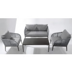 Outdoor set TESR ​​Powder coated aluminum frame, backrest in rope, water repellent cushions Model 1795-SF1
