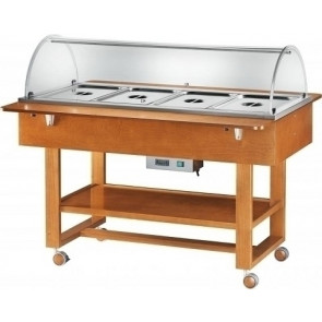 Wooden heated bain-marie display Model ELC2832 Colour walnut or wenge