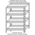 Stainless steel bolt shelving IXP 4 perforated shelves Basic element With plastic feet and bolts Cut-off edges Polished finish Model SC320FB