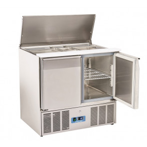 Refrigerated saladette GN1/1 openable stainless steel top Model CR90A - 2 self-closing doors Static refrigeration