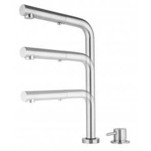 One hole mixer with adjustable spout and pull-out hand shower MNL Model EROSS318