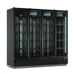 Static-fan assisted multideck cooler. Positive temperature Model MILANO 1910 BLK 4 glass doors