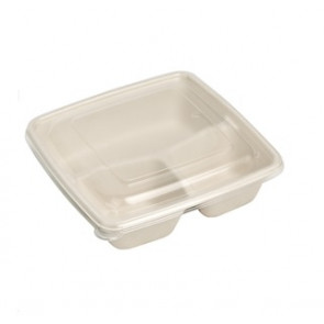 Bento box in bamboo pulp 3 compartments Pack of 300 pcs Model EG-CS1000-3