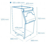 Ice bin Model MG155 Storage capacity Kg 168 flakes / Kg 132 cubes