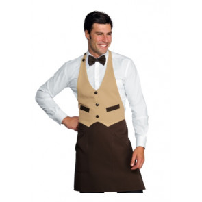 Unisex Garcon apron 100% Polyester Biscuit Colour + Dark Brown Model 037085