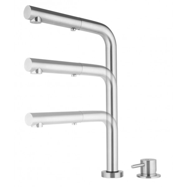 One hole mixer with adjustable spout and pull-out hand shower MNL Model EROSS318