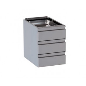 Stainless steel drawer cabinet 3 drawers Length 40 cm for table depth 60 cm Model DSC3CH405857