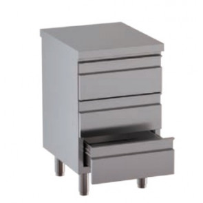Stainless steel self-supporting cabinet with 3 drawers without upstand with worktop Model DSNCT057