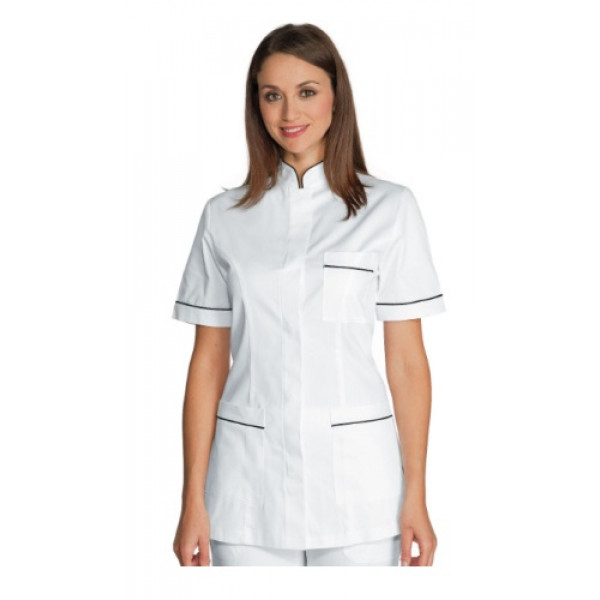 Woman Panarea blouse SHORT SLEEVE 100% Cotton WHITE + BLACK in different sizes Model 002731