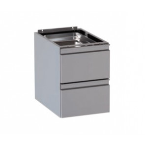Stainless steel drawer cabinet 2 drawers Length 40 cm for table depth 60 cm Model DSC2CH405857