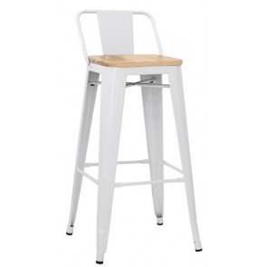 Indoor stool TESR Powder coated metal frame Wood seat Model 1083-MC012W