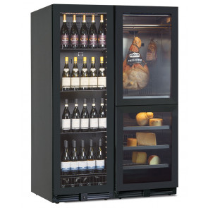 Wine cooler ventilated vertical bottles + cabinet for cheese and cold cuts storage Model NORCIA300V