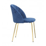 Indoor chair TESR Metal frame gold effect, padded seat and backrest, velvet or synthetic leather covering, adjustable feet Model 468-DC91