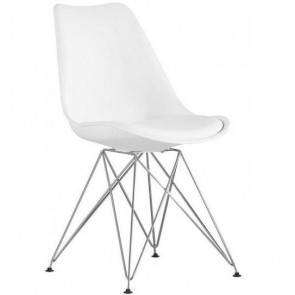 Indoor chair TESR Chromed metal frame Polypropylene shell Synthetic leather pad 1149-076