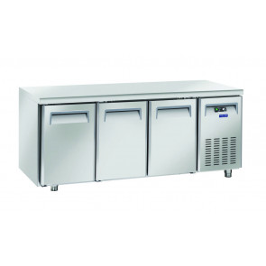 Refrigerated counter TROPICALIZED GN1/1 stainless steel Ventilated refrigerations REMOTE REFRIGERATION UNIT 3 Stainless steel doors Model QN3100SG