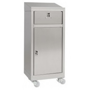 Cabinet made of stainless steel IXP with wheels n. 1 hinged door and drawer Model 69903430C