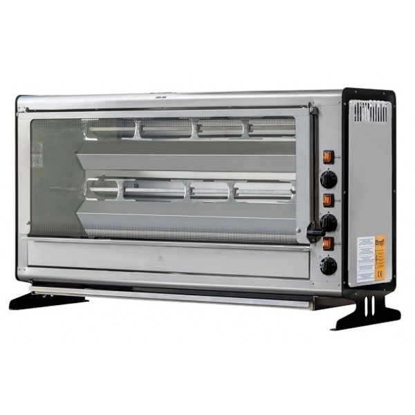 Gas vertical rotisserie ENG Model ELBA12PG Capacity N. 12 Chickens N.3 stainless steel tubular spits 12 x 12 mm Length Cm 76