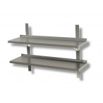 Double shelves with racks and brackets Stainless steel top Raised edge Model SMD0004