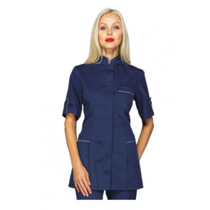 Woman Antigua blouse  SHORT SLEEVE 65% Polyester 35% Cotton BLUE+ GREY Avaible in different sizes Model 003002M