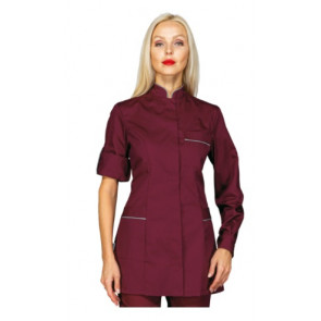 Woman Antigua blouse  LONG SLEEVE 65% Polyester 35% Cotton BORDEAUX + GREY Avaible in different sizes Model 003003