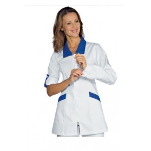 Woman Tortola blouse LONG SLEEVE 65% Polyester 35% Cotton WHITE AND BLUE available in different sizes Model 002106