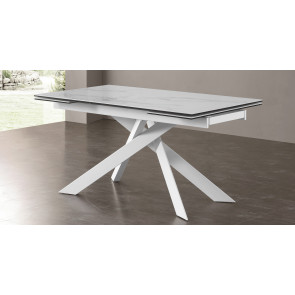 Indoor table TESR Powder coated metal frame, 13,5 mm ceramic tempered glass top and extension. Model 1694-DE93T