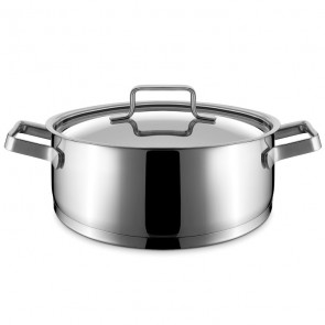 Stainless steel low casserole with lid suitable for induction cooking Model P4570-