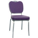 Stackable indoor chair TESR Chromed metal frame Synthetic leather seat and backrest Model 593-C2842