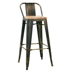 Indoor stool TESR Metal frame brush painting Antique look Wood seat Model 1079-MC012DTW