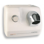 Wall-mounted push-button hair dryer in white porcelain steel, vandal-proof and anti-theft, with tube, suitable for changing rooms and communities Model SC0088H