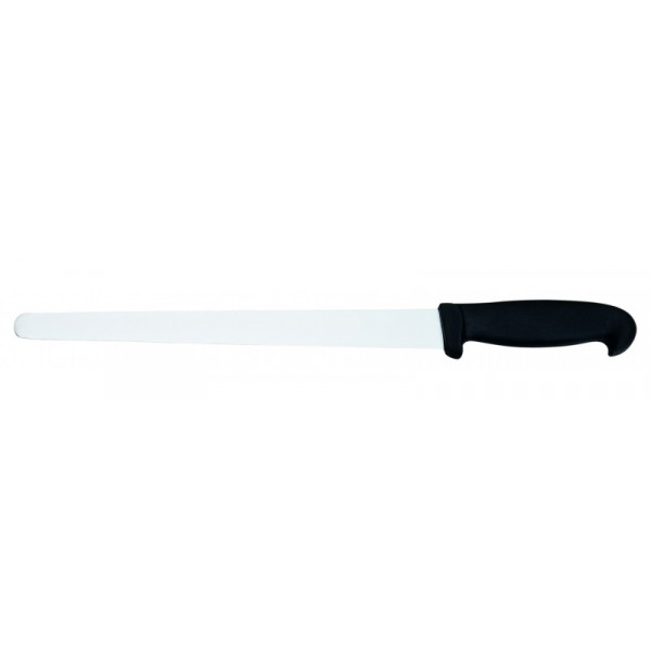 Ham knife Tempered AISI 420 stainless steel blade with conical sharpening, satin finish. Handle in rubberized non-toxic material, anti-slip and dishwasher safe. Blade Cm 30 Model CL1230