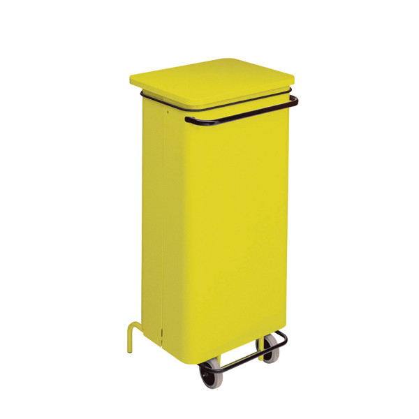 Metal mobile waste bin with pedal - Waste bin MDL yellow epoxy coating CONTICOLOR Model 791226